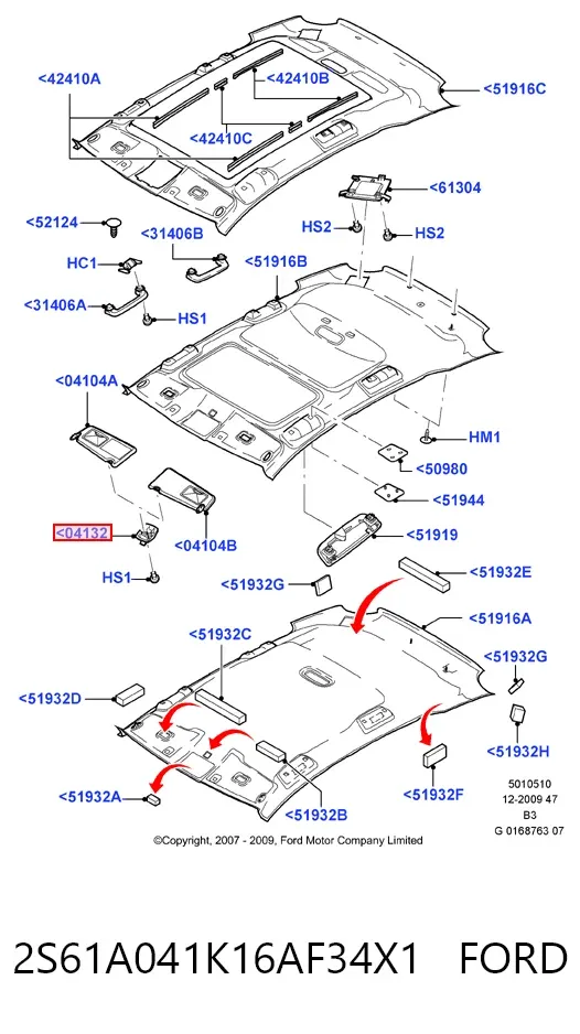 Фиксатор солнцезащитного козырька 2S61A041K16AF34X1 Ford