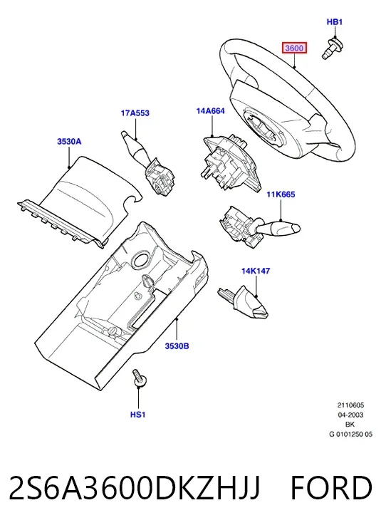 Руль 2S6A3600DKZHJJ Ford