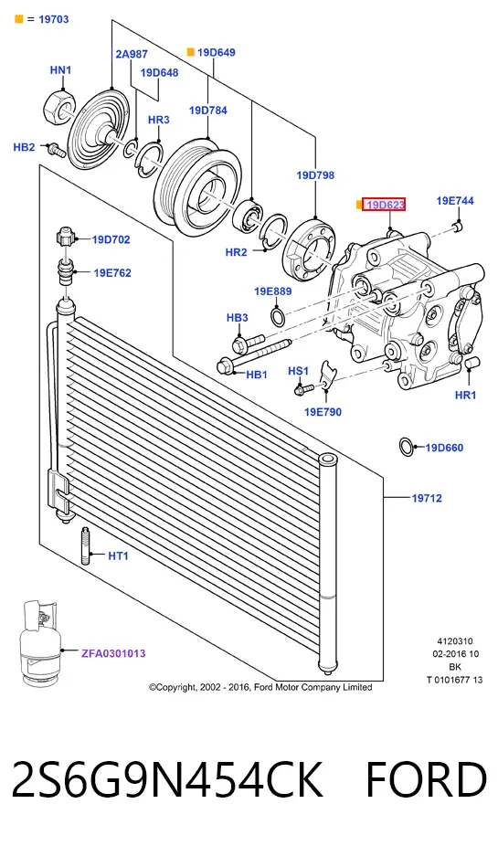 Компрессор кондиционера 2S6G9N454CK Ford