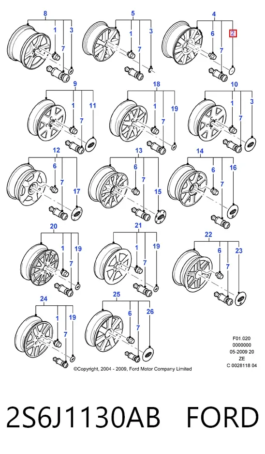 Колпаки 2S6J1130AB Ford