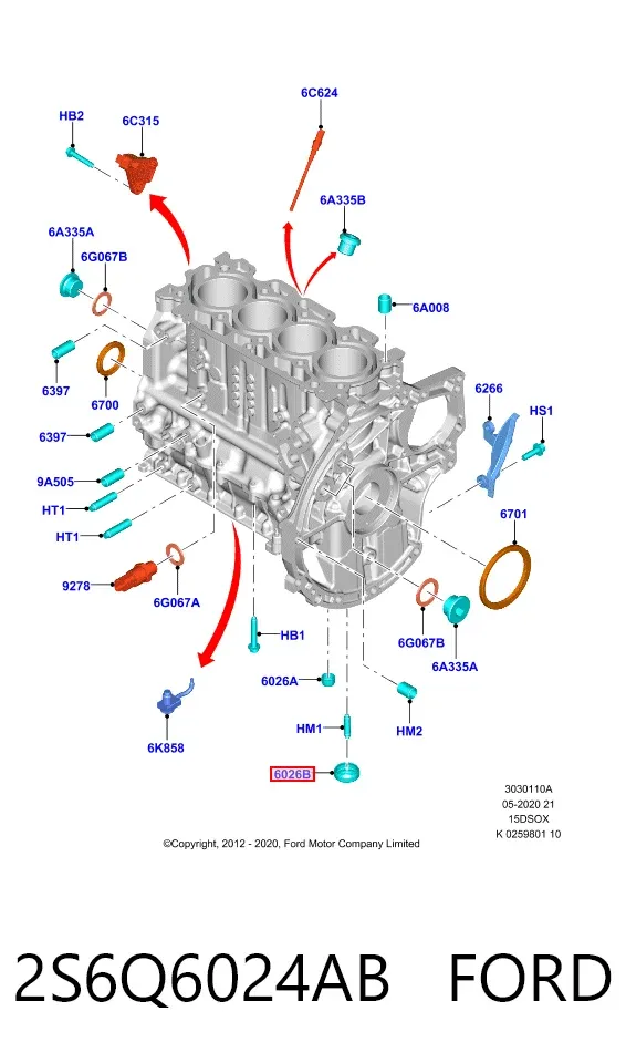 Заглушка ГБЦ 2S6Q6024AB Ford