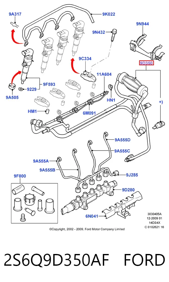 Трубка топливная, от фильтра к насосу 2S6Q9D350AF Ford