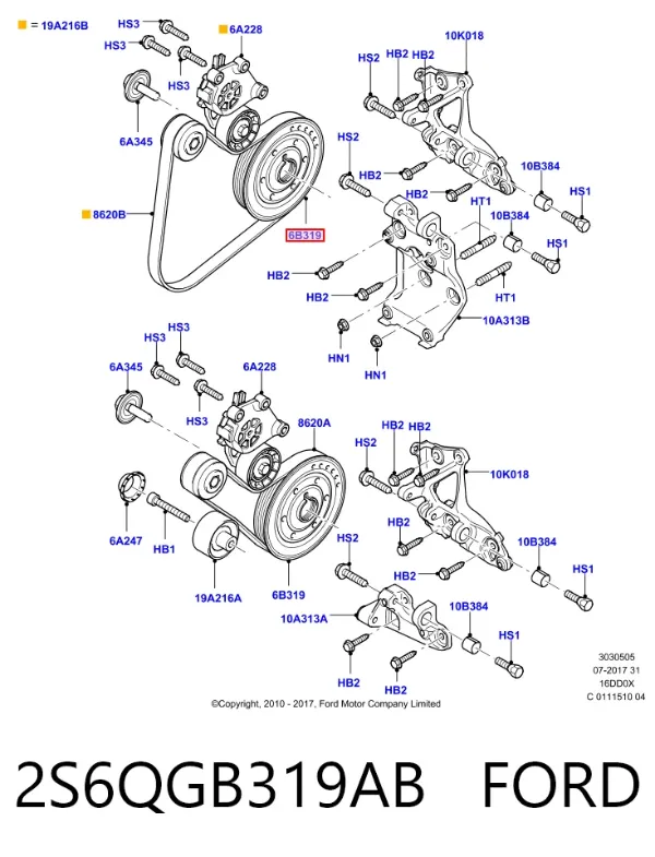 Шкив коленвала 2S6QGB319AB Ford