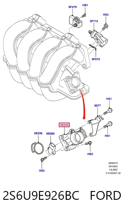 Дроссельная заслонка 2S6U9E926BC Ford