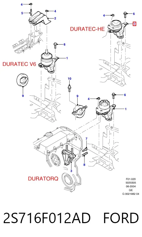 Правая подушка двигателя 2S716F012AD Ford