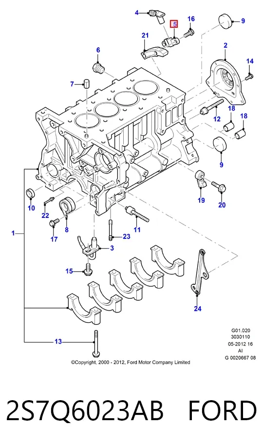 Кронштейн датчика положения коленвала 2S7Q6023AB Ford