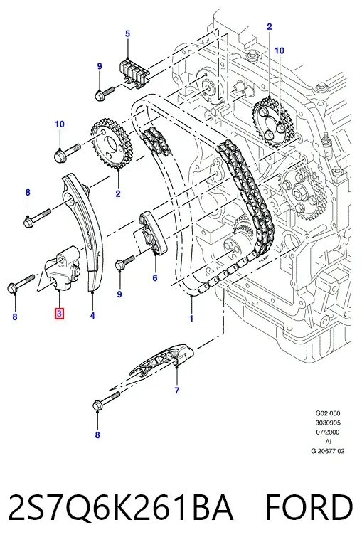 Натяжитель цепи ГРМ 2S7Q6K261BA Ford