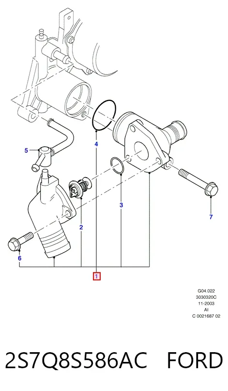 Корпус термостата 2S7Q8S586AC Ford