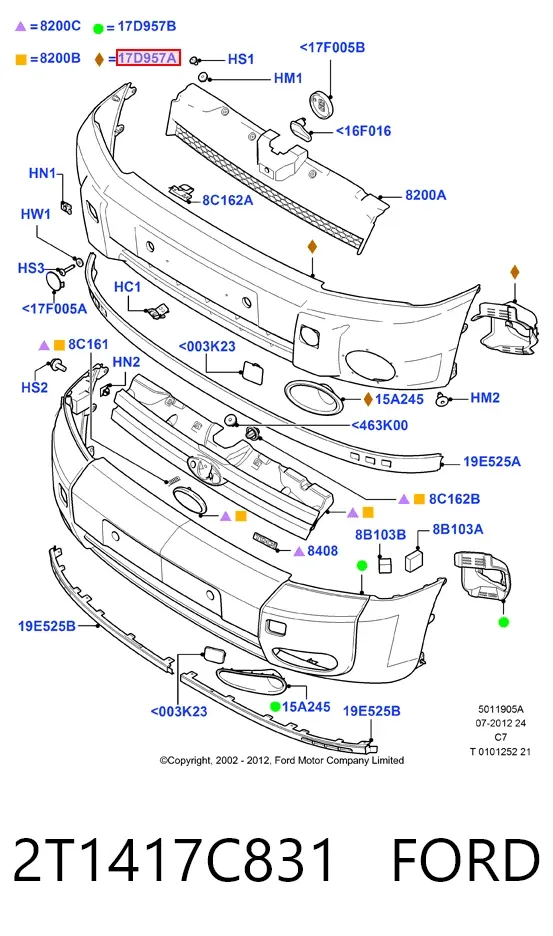 Передний бампер 2T1417C831 Ford