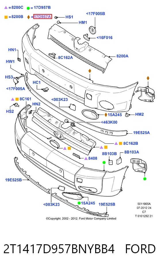 Передний бампер 2T1417D957BNYBB4 Ford
