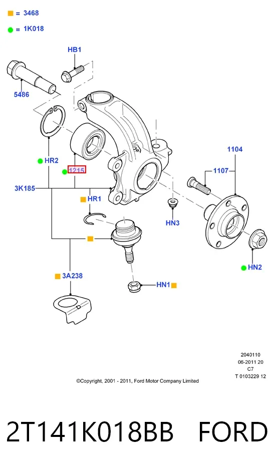 Подшипник ступицы 2T141K018BB Ford