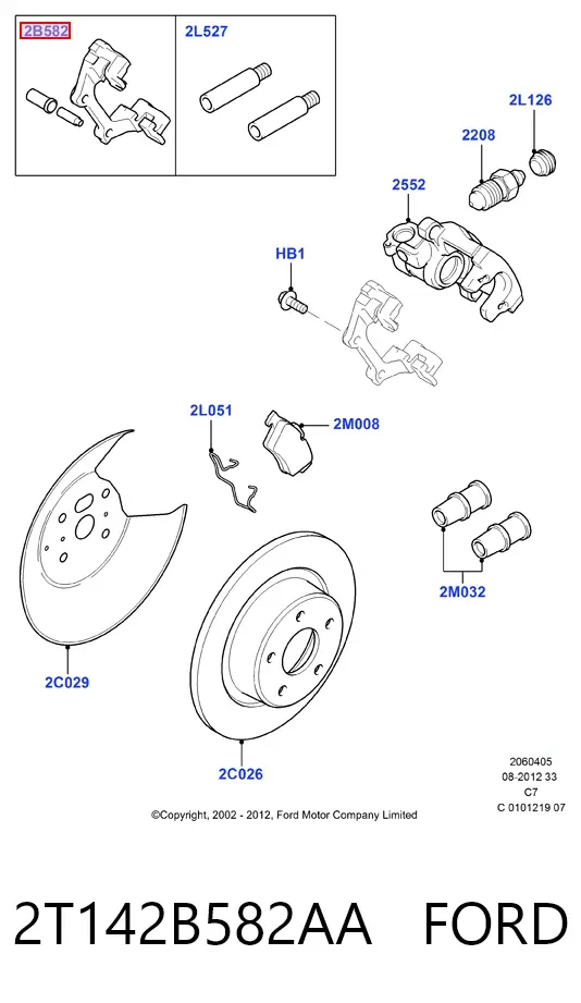 Скоба заднего суппорта 2T142B582AA Ford