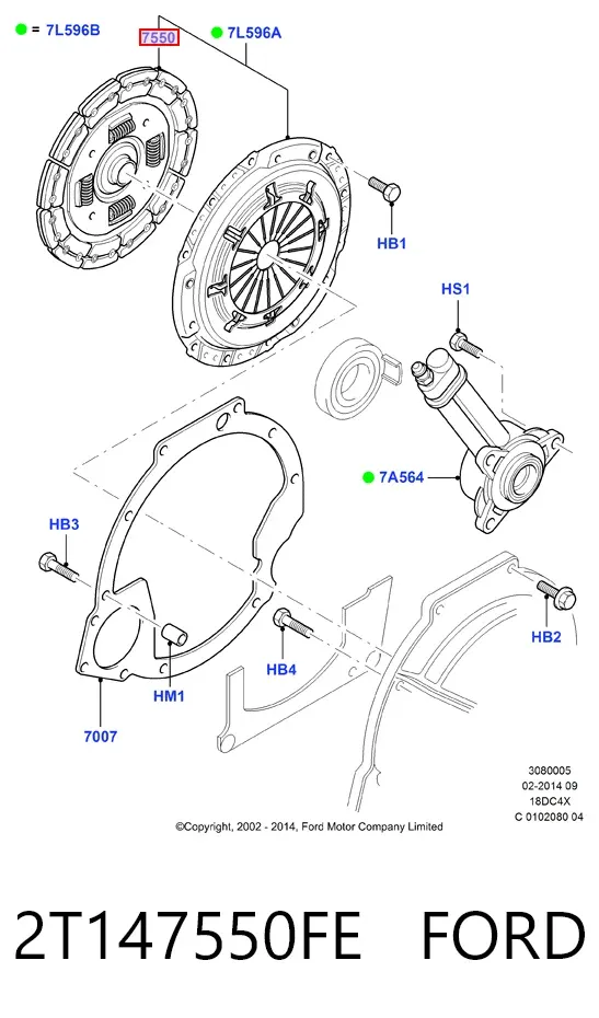 Диск сцепления 2T147550FE Ford