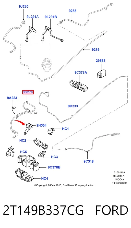 Трубка топливная, от бака к топливному фильтру 2T149B337CG Ford