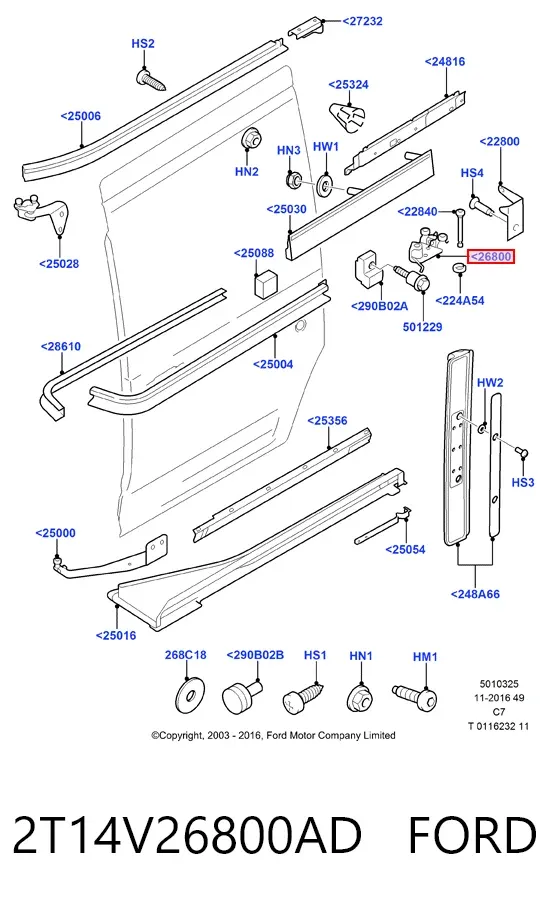 Ролик двери боковой (сдвижной) правый центральный 2T14V26800AD Ford