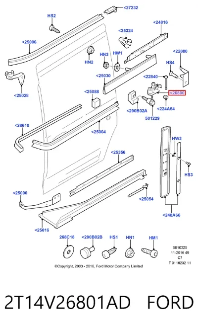Ролик двери боковой (сдвижной) левый центральный задний FORD 2T14V26801AD