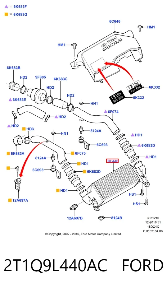 Интеркулер 2T1Q9L440AC Ford