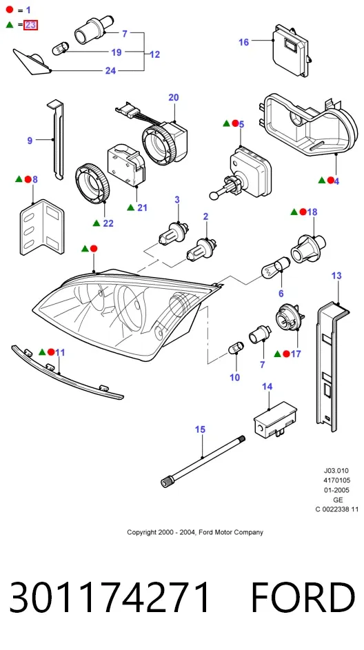 Левая фара 301174271 Ford