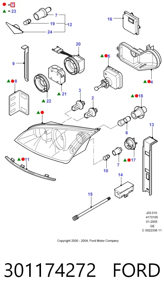 Правая фара 301174272 Ford