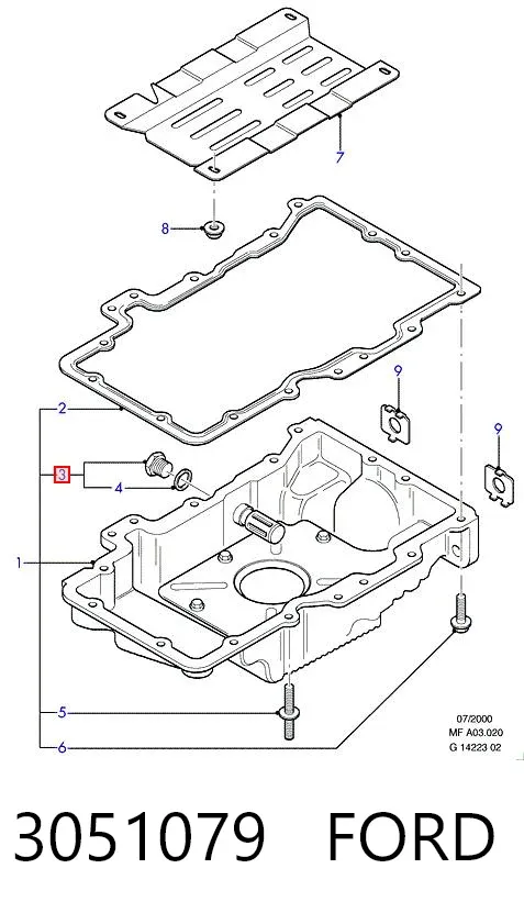 Пробка поддона двигателя 3051079 Ford
