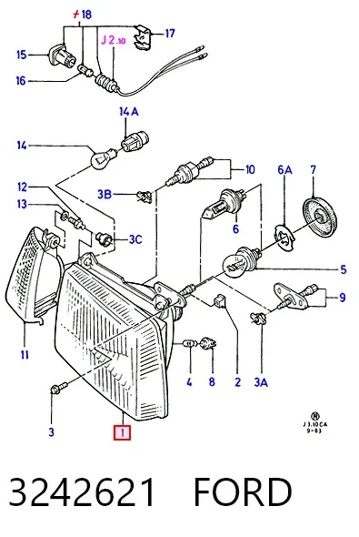 Левая фара Ford Escort III