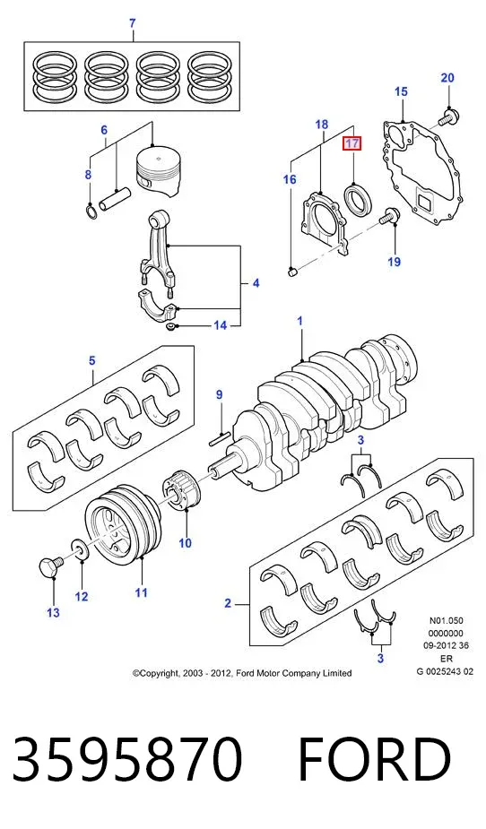 Сальник коленвала задний 3595870 Ford