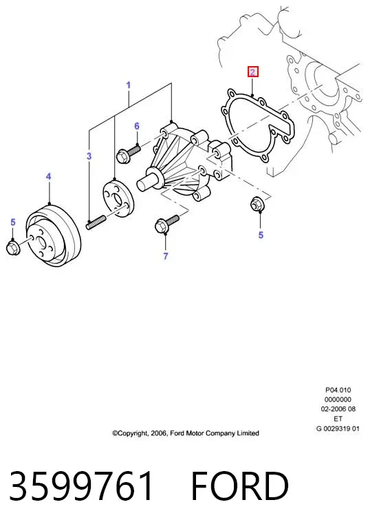 Прокладка водяной помпы 3599761 Ford