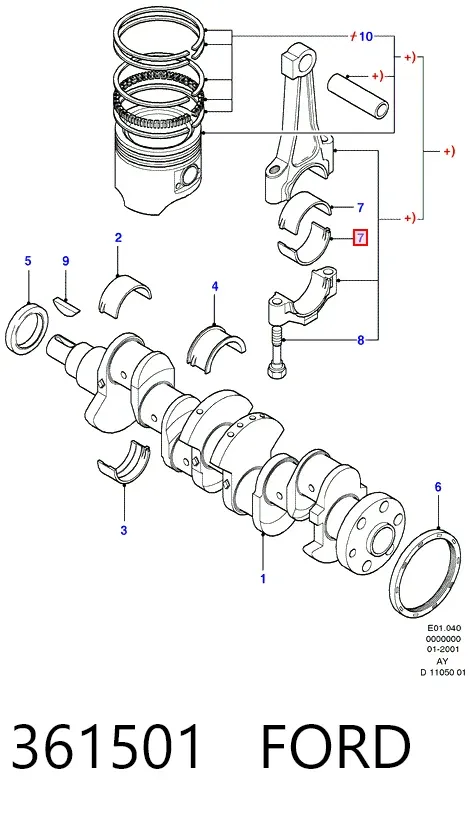 Вкладыши шатунные 361501 Ford