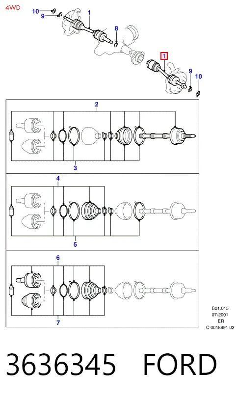Правая полуось 3636345 Ford
