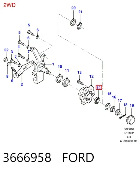 Подшипник ступицы передней наружный 3666958 Ford