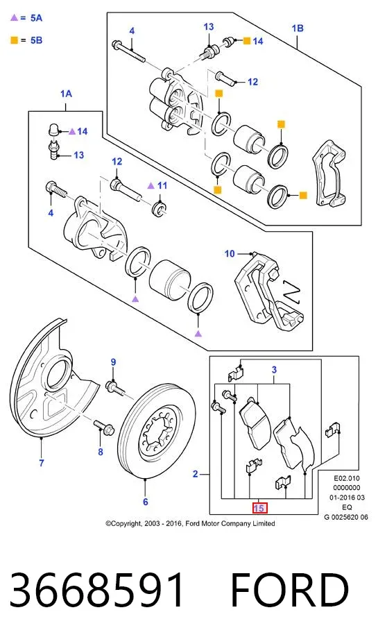 Передние тормозные колодки 3668591 Ford