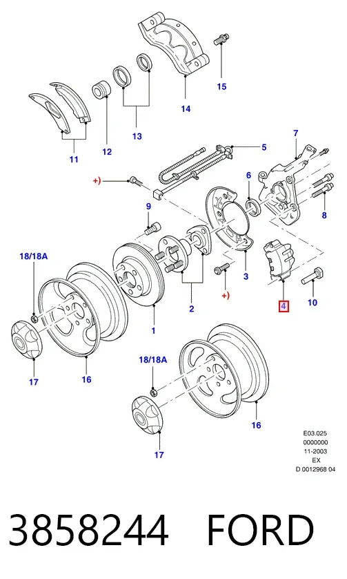 Передние тормозные колодки 3858244 Ford