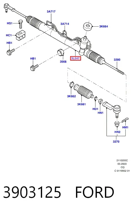 Рулевая рейка 3903125 Ford