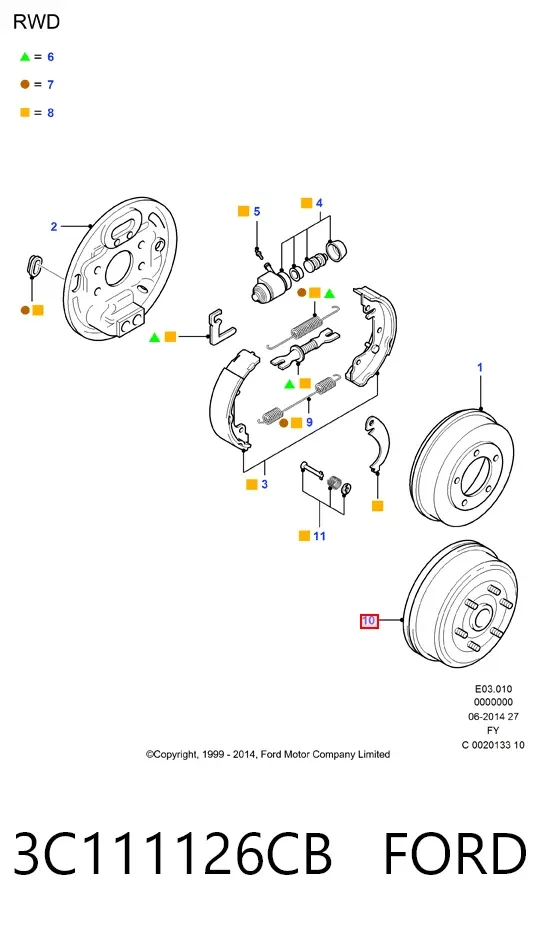 Тормозной барабан 3C111126CB Ford