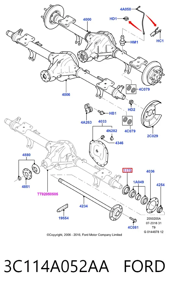 Сальник задней ступицы 3C114A052AA Ford