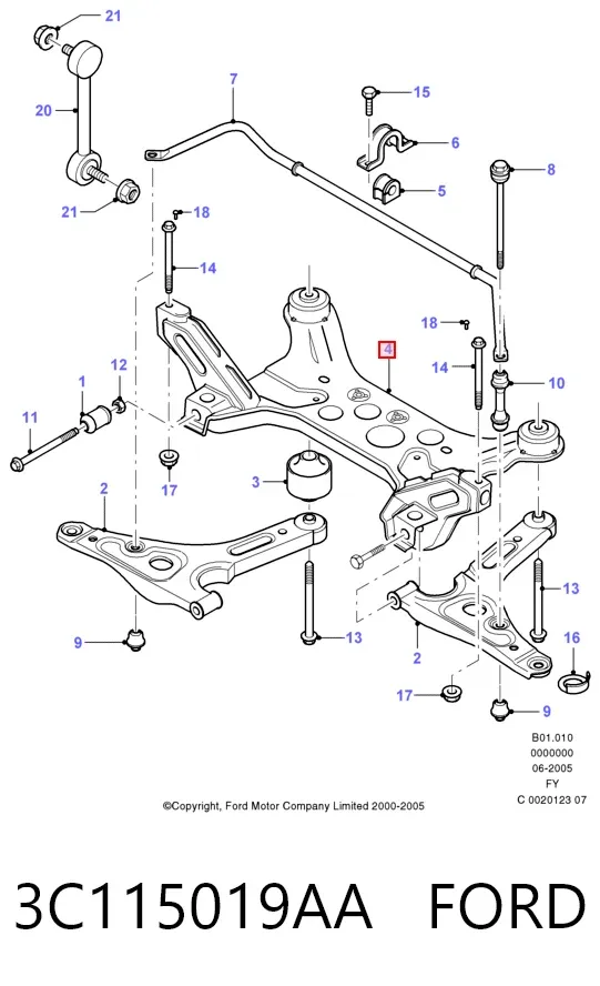 Подрамник передний 3C115019AA Ford