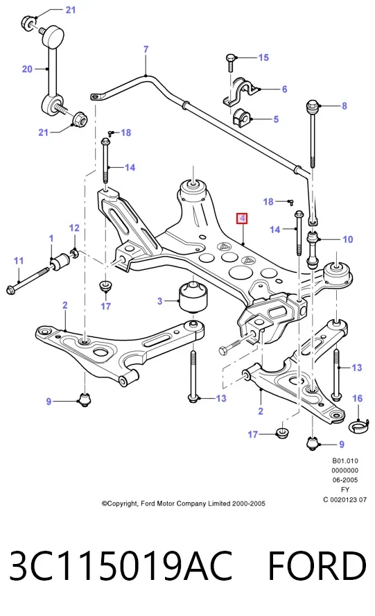 Подрамник передний 3C115019AC Ford
