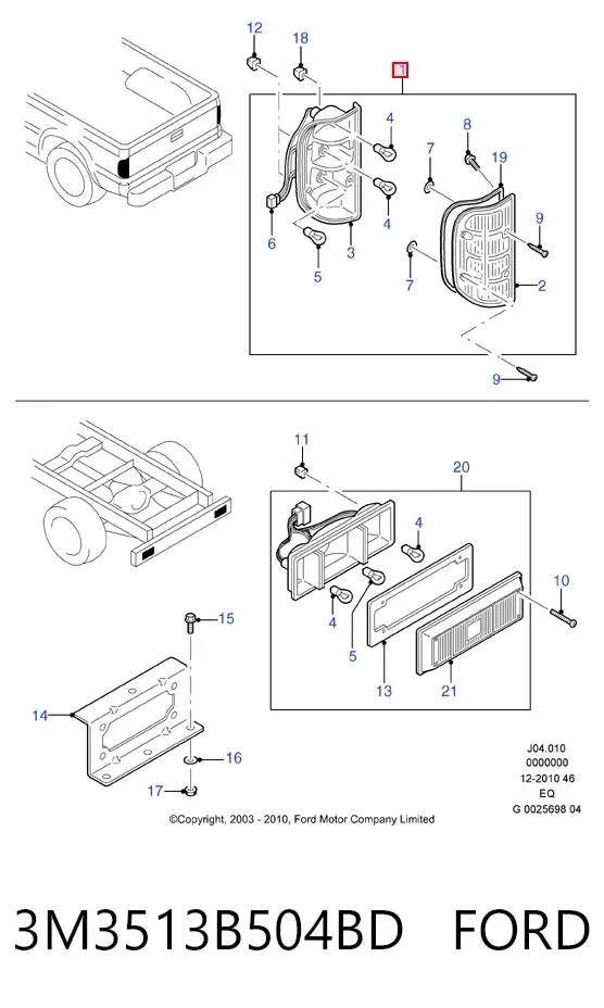 Фонарь задний левый 3M3513B504BD Ford