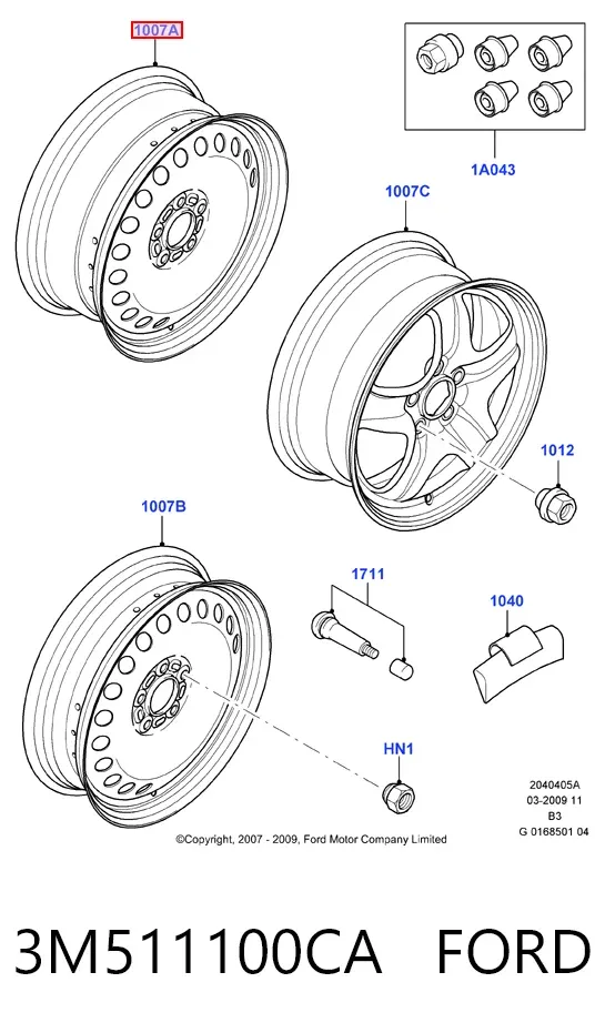 Диски колесные стальные (штампованные) 3M511100CA Ford