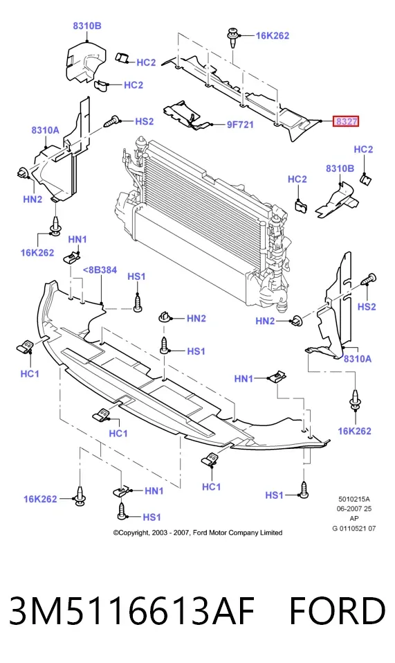 Радиатор кондиционера 3M5116613AF Ford