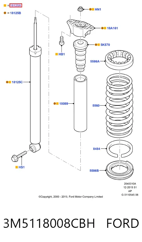 Амортизатор задний 3M5118008CBH Ford