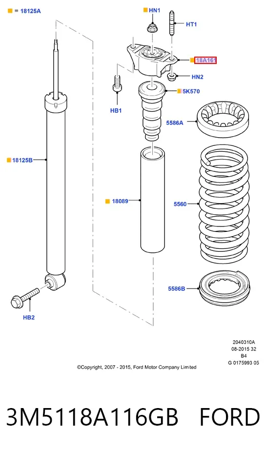 Опора амортизатора заднего 3M5118A116GB Ford