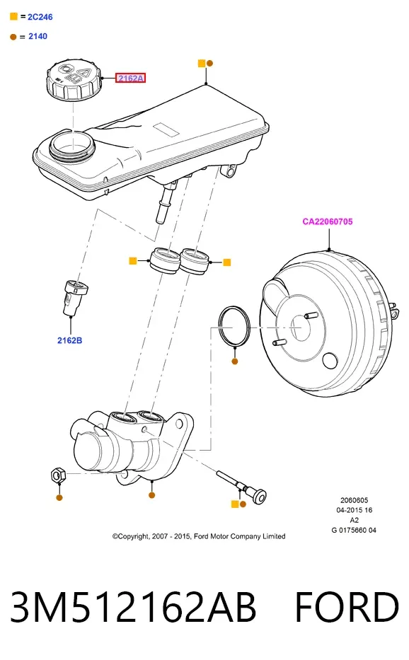 Крышка бачка главного тормозного цилиндра 3M512162AB Ford