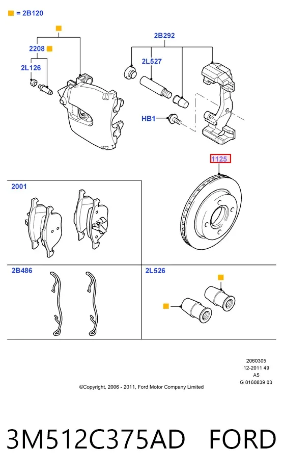 Передние тормозные диски 3M512C375AD Ford