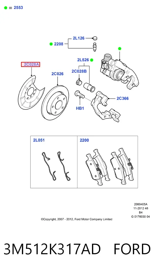 Защита тормозного диска заднего 3M512K317AD Ford