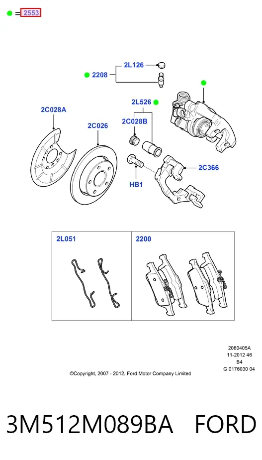 Суппорт задний левый 3M512M089BA Ford