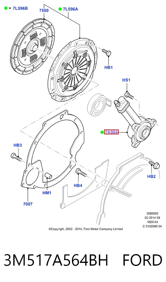 Рабочий цилиндр сцепления в сборе 3M517A564BH Ford