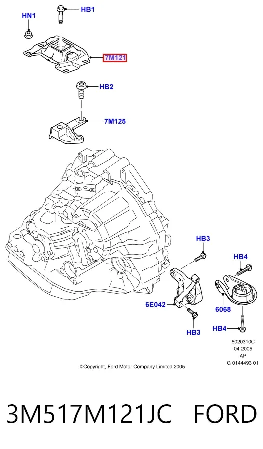 Подушка коробки передач 3M517M121JC Ford