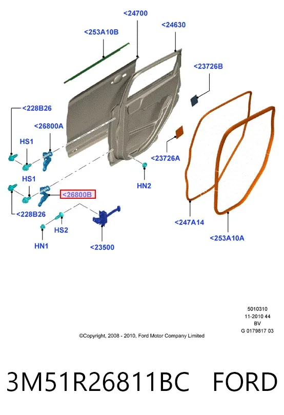Петля двери задней левой 3M51R26811BC Ford