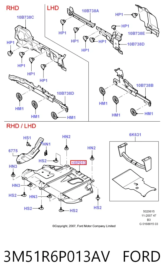 Защита двигателя 3M51R6P013AV Ford